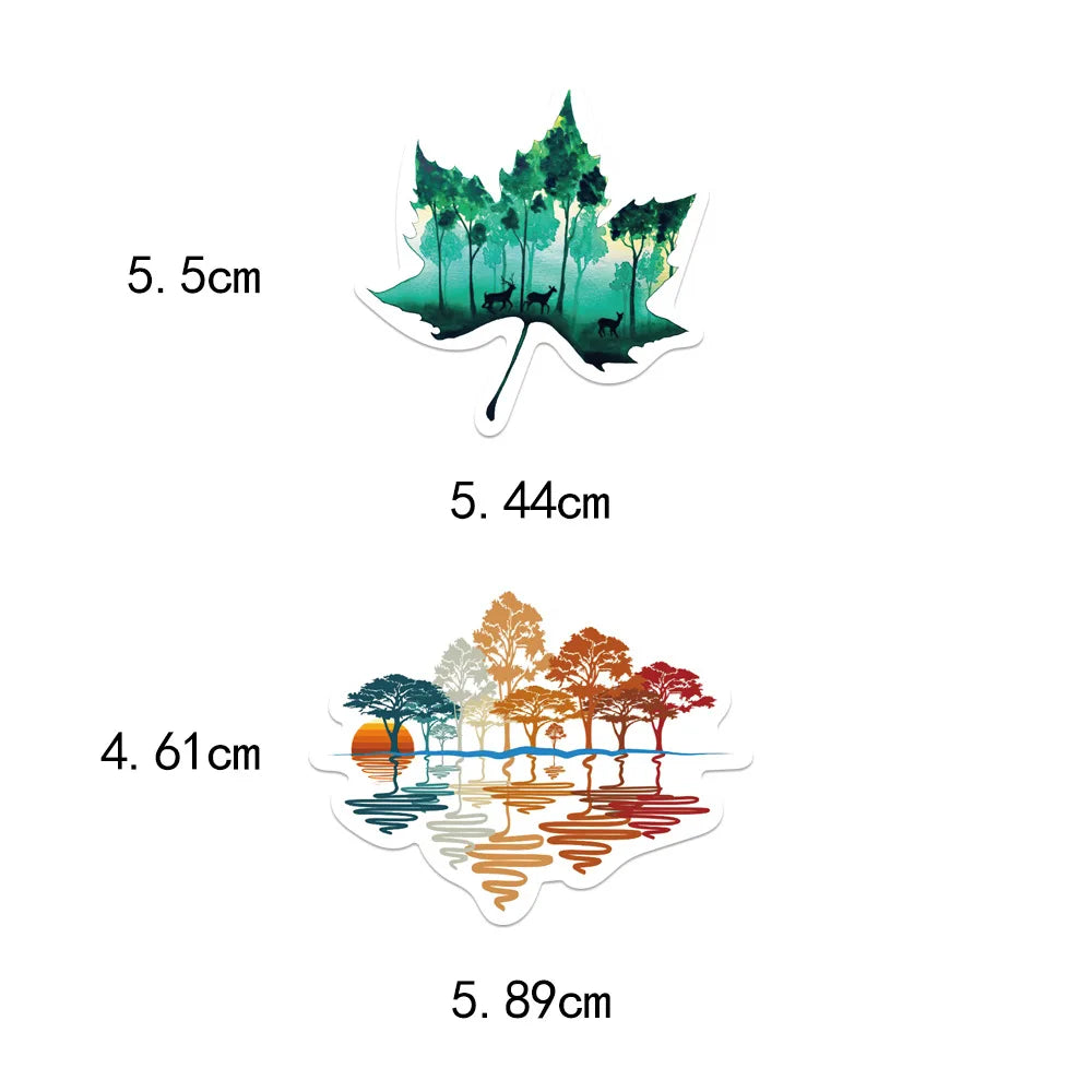 50Pcs Natural Green Forest Animal Stickers Graffiti Skateboard Suitcase Fridge Motorcycle Bike Cartoon Decals DIY Kids Toy (Online Order Only)