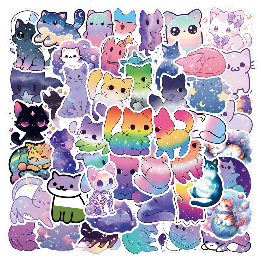 Kawaii Cat Starry Sky Stickers Waterproof Decals for Laptop, Fridge, Luggage - 10/30/55pcs (ONLINE ORDER ONLY)