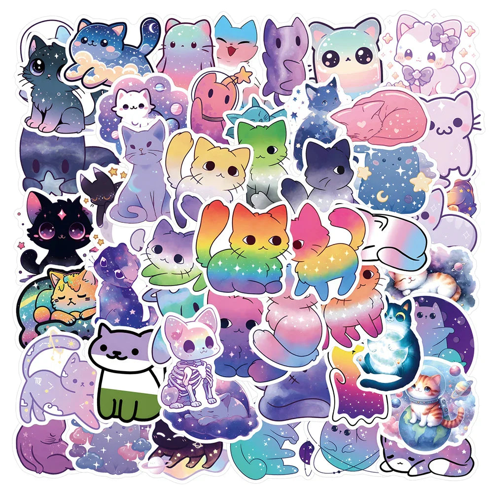 Kawaii Cat Starry Sky Stickers Waterproof Decals for Laptop, Fridge, Luggage - 10/30/55pcs (ONLINE ORDER ONLY)