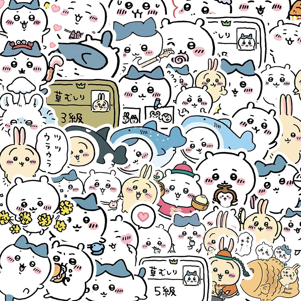 60PCS Kawaii Chiikawa Cartoon Stickers for Motorcycle, Water Cup, Skateboard, Car, Kids Toys, Gift Decoration (ONLINE ORDER ONLY)