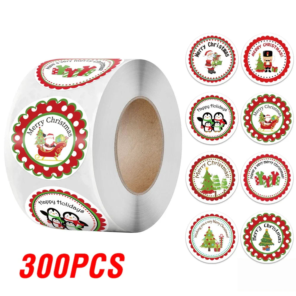 100-500Pcs Merry Christmas Stickers Xmas Envelope Seal Stickers for Christmas Decoration, Wedding Party, Holiday Gift Package (ONLINE ORDER ONLY)