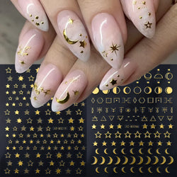 1pc 3D Gradient French Nail Stickers with Crown & Tassel Design Gold Silver Lines Self-Adhesive Nail Art Waterfall Manicure Foil (Online Order Only)