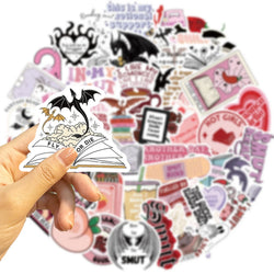 50/52pcs Romance Bookish Spice Reader Stickers Pink Girl Cartoon Decals Aesthetic Decals Phone Laptop Diary Sticker Kids Toys (ONLINE ORDER ONLY)