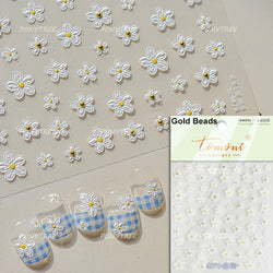 White Flower Colourful Butterfly Pearl Petal Beautiful Garden Charming Plant 5D Self Adhesive Nail Art Stickers Manicure Decals (ONLINE ORDER ONLY)