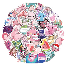 Axolotl Cartoon Stickers Pack - Cute Animal Decals for Kids DIY Scrapbook Laptop Car (ONLINE ORDER ONLY)