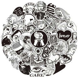 Aesthetic Black Graffiti Stickers for DIY Scrapbooking, Suitcase, Water Bottle, Phone, Laptop, Guitar, Skateboard - 10/25/50pcs (Online Order Only)