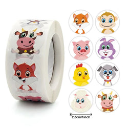 100-500pc Stickers for Children Kids Rolling Animal Roll Stickers Small Cute Toy Game Sticker DIY Gift Sealing Label Decoration (Online Order Only)