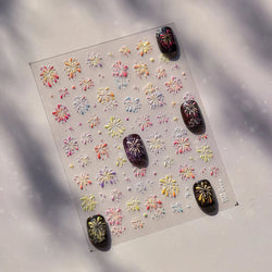 Colorful Fireworks Burst Hot Stamping Process Laser Pink Bright Romantic Self Adhesive Nail Art Stickers Chic Manicure Decals (ONLINE ORDER ONLY)