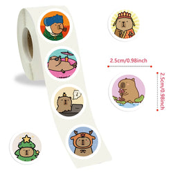 500PCS Round Cartoon Capybara PVC Graffiti Sticker Sticky Aesthetic Decorative Scrapbook DIY Child Phone Stationery Supply (ONLINE ORDER ONLY)
