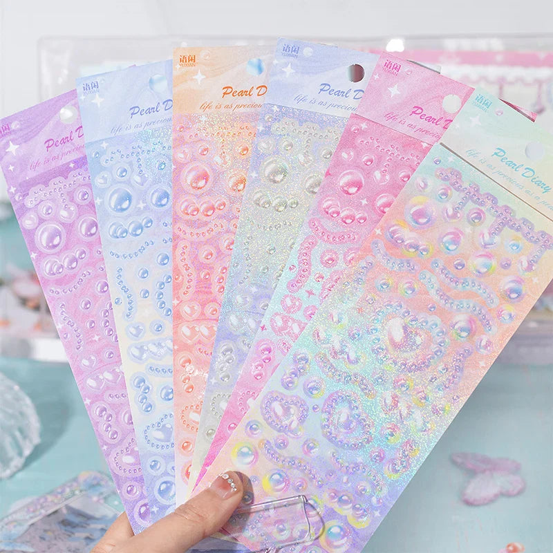 1Pcs Cute Love Romantic Pearl Scrapbooking Stickers Korean ins Hand Account Idol Card Album DIY Deco Material Stationery Sticker (ONLINE ORDER ONLY)