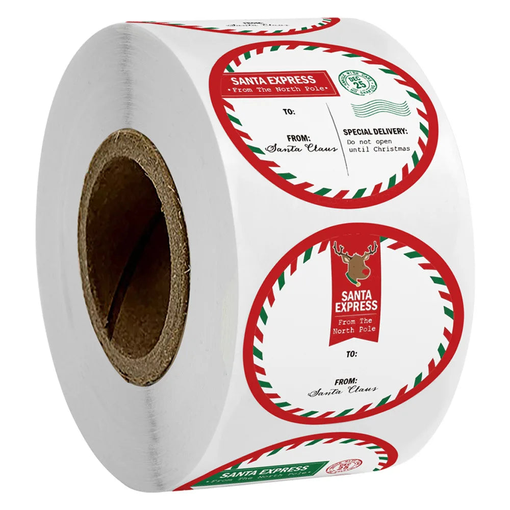 100-500pcs Merry Christmas DIY Handmade Sticker Package Thank You Label Sealing Stickers Party Festive Decor Supplies Children (ONLINE ORDER ONLY)