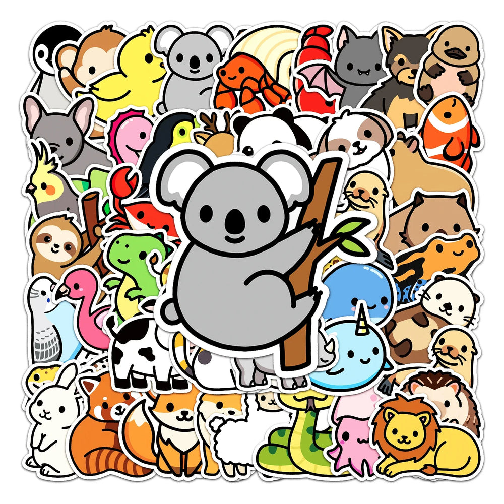 50Pcs Cute Animal Cartoon Waterproof Vinyl Stickers for Skateboard Snowboard (ONLINE ORDER ONLY)