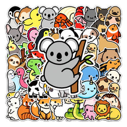 50Pcs Cute Animal Cartoon Waterproof Vinyl Stickers for Skateboard Snowboard (ONLINE ORDER ONLY)