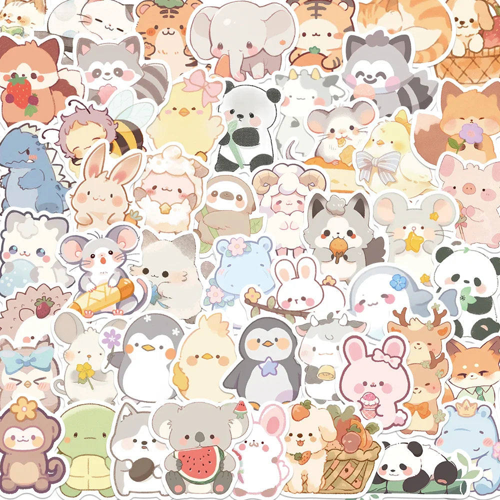 Cartoon Animal Stickers 10/25/50PCS for Luggage, Scrapbook, Laptop, Guitar, Cup (Online Order Only)