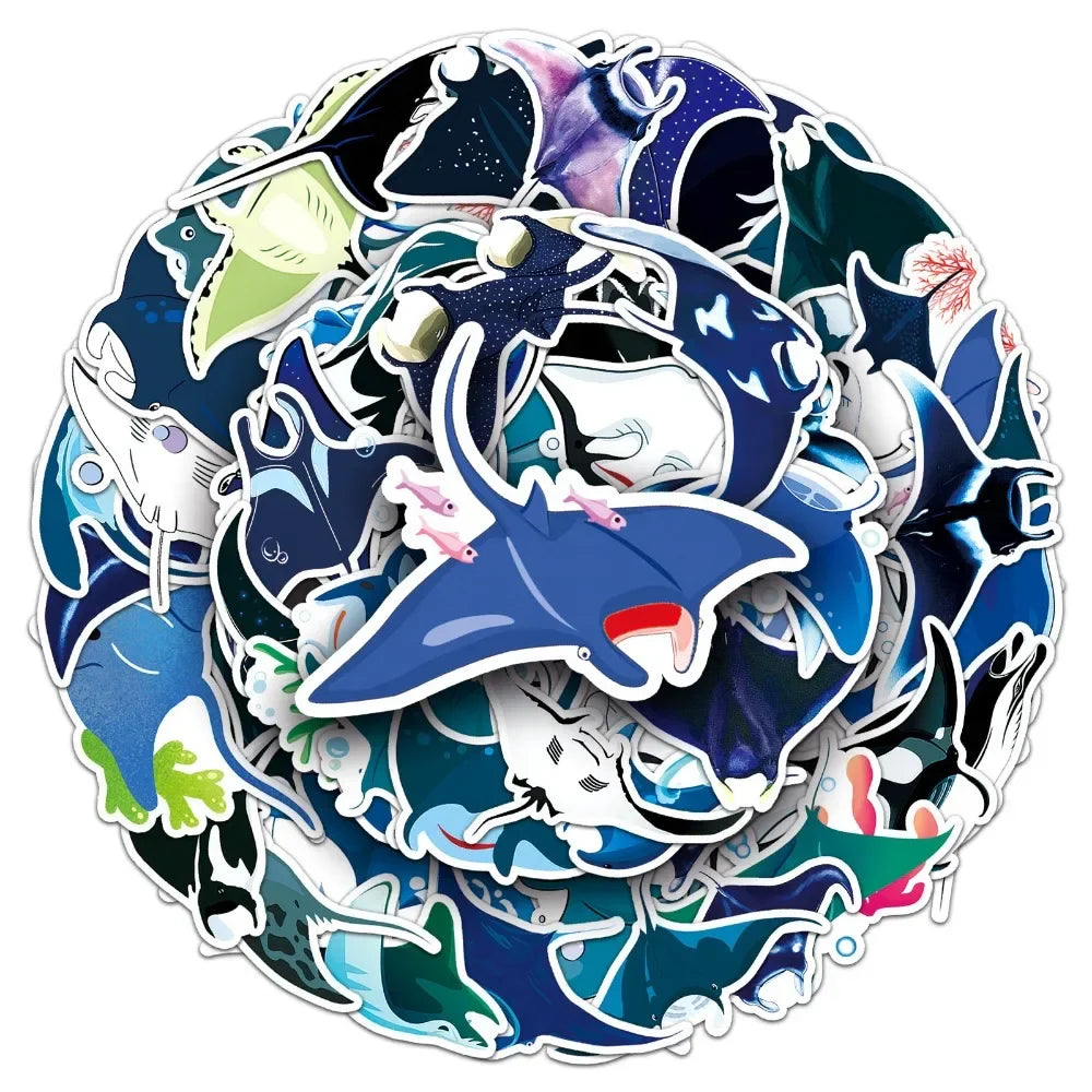 10/50Pcs Manta Rays Stickers Decal Vinyl for DIY Stationery Scrapbooking Guitar Laptop Skateboard Stickers 2024 (ONLINE ORDER ONLY)