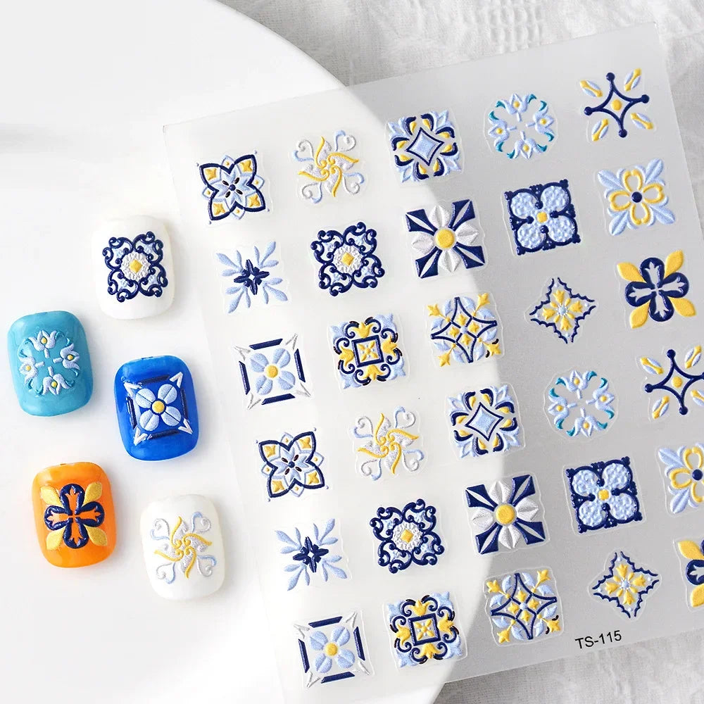 Chic Dragonfly Spider Insect Butterfly 3D Self Adhesive Nail Art Decoration Sticker Heart Puppy Flower Manicure Decal Y2K Flower (ONLINE ORDER ONLY)
