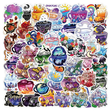Cute Flower Drink Aesthetic Stickers Cartoon Decals for Laptop Suitcase Scrapbook Phone Decoration (Online Order Only)