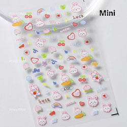 Sweet Dessert Cute Bear Cake Apple Flower Strawberry Jam Lace Line Bear Footprints Adhesive Nail Art Stickers Manicure Decals (ONLINE ORDER ONLY)