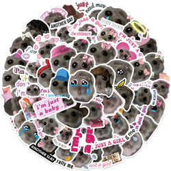 56pcs Sad Hamster Stickers Cute Cartoon Animal Water Bottle Sticker Luggage Laptop Guitar Phone Diary Waterproof Vinyl Decals (ONLINE ORDER ONLY)