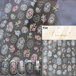 Charming Dreamy Shiny Jelly Blue Gradient Lily Flowers Rose Petal White Dot Chinese Colorful Nail Art Stickers Manicure Decals (ONLINE ORDER ONLY)