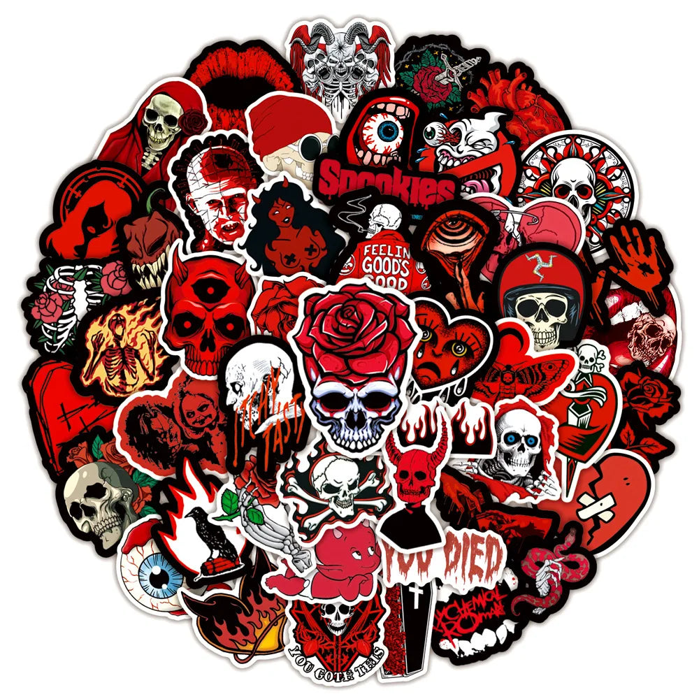 Gothic Skull Horror Stickers for Phone Laptop Luggage Skateboard - 10/30/50PCS (Online Order Only)