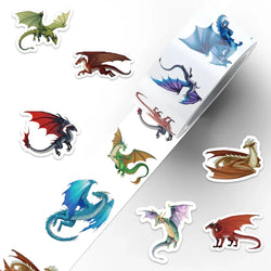 500pcs/roll Funny Cartoon Western Dragon Stickers For Laptop Luggage Guitar Phone Waterproof Vinyl Decals (10 Patterns) (Online Order Only)