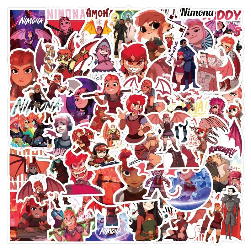 60pcs Cartoon Nemona Sticker Set for Laptop, Phone, Car, Scooter, Water Bottle, Stationery, Fridge (ONLINE ORDER ONLY)