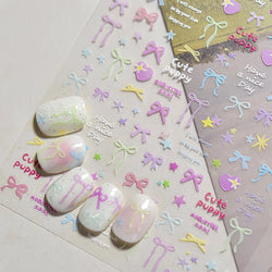 Black Rabbit Bunny Ribbon Bowknot Flower Cake Daisy Dessert Knife Fork Butterfly Self Adhesive Nail Art Stickers Manicure Decals (ONLINE ORDER ONLY)