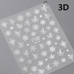 Winter Christmas Crystal Delicate Hexagon Romantic Laser Silver Chic Snowflakes Self Adhesive Nail Art Sticker 5D Manicure Decal (ONLINE ORDER ONLY)