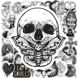 10/30/50/100pcs Black White Gothic Horror Skeleton Graffiti Stickers Skateboard Phone Fridge Luggage Car Cool Waterproof Sticker (ONLINE ORDER ONLY)