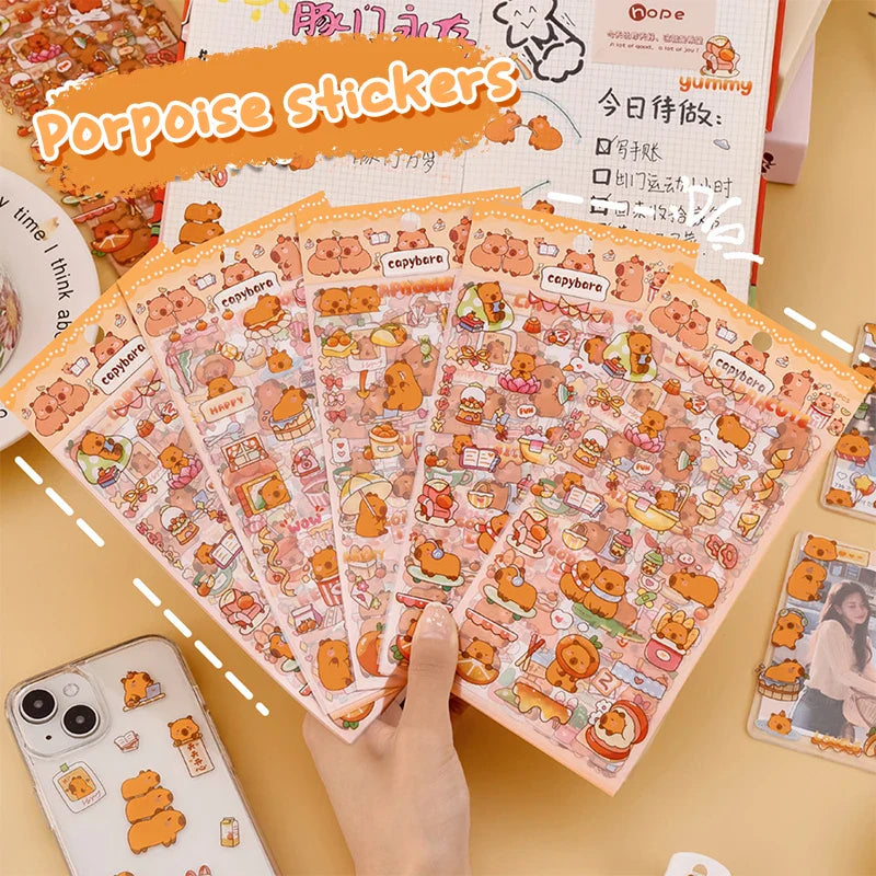 6 Capybara Cartoon Stickers Aesthetic Stationery Gifts (Online Order Only)