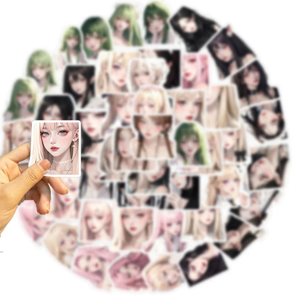 50pcs Ins Girl Graffiti Stickers Aesthetic Cartoon Decals For Laptop Luggage Skateboard Phone Sticker Kids Waterproof Toys (ONLINE ORDER ONLY)