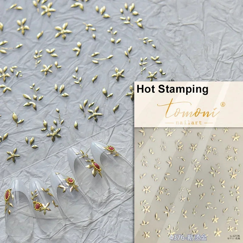 Autumn Fall Maple Leaves Ginkgo Leaf Osmanthus Chrysanthemums Rabbit Bunny Plant Flower Relief Nail Art Sticker Decoration Decal (ONLINE ORDER ONLY)