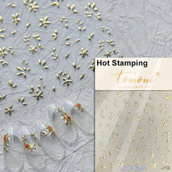 Autumn Fall Maple Leaves Ginkgo Leaf Osmanthus Chrysanthemums Rabbit Bunny Plant Flower Relief Nail Art Sticker Decoration Decal (ONLINE ORDER ONLY)