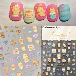 Bowknot Bear Cake Chocolates Food Star Cherry Apple Cook Love Heart Adhesive Nail Art Sticker Rhinestone Reliefs Manicure Decal (ONLINE ORDER ONLY)