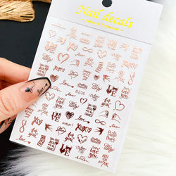 1PC Heart Love Design 3D Nail Art Sticker English Letter Self-Adhesive Slider Valentine's Day DIY Manicure Tips Accessories Tool (ONLINE ORDER ONLY)