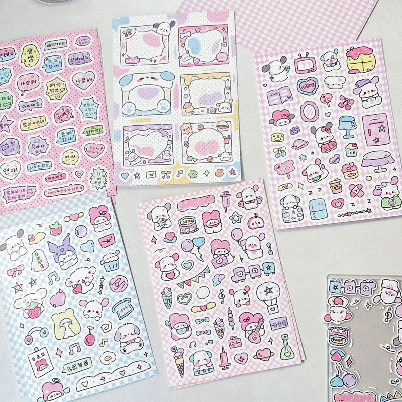 Korean Ins Cute Graffiti Puppy Stickers Planner Journal Collage DIY idol card Scrapbooking Decoration Sticker Kawaii Stationery (Online Order Only)