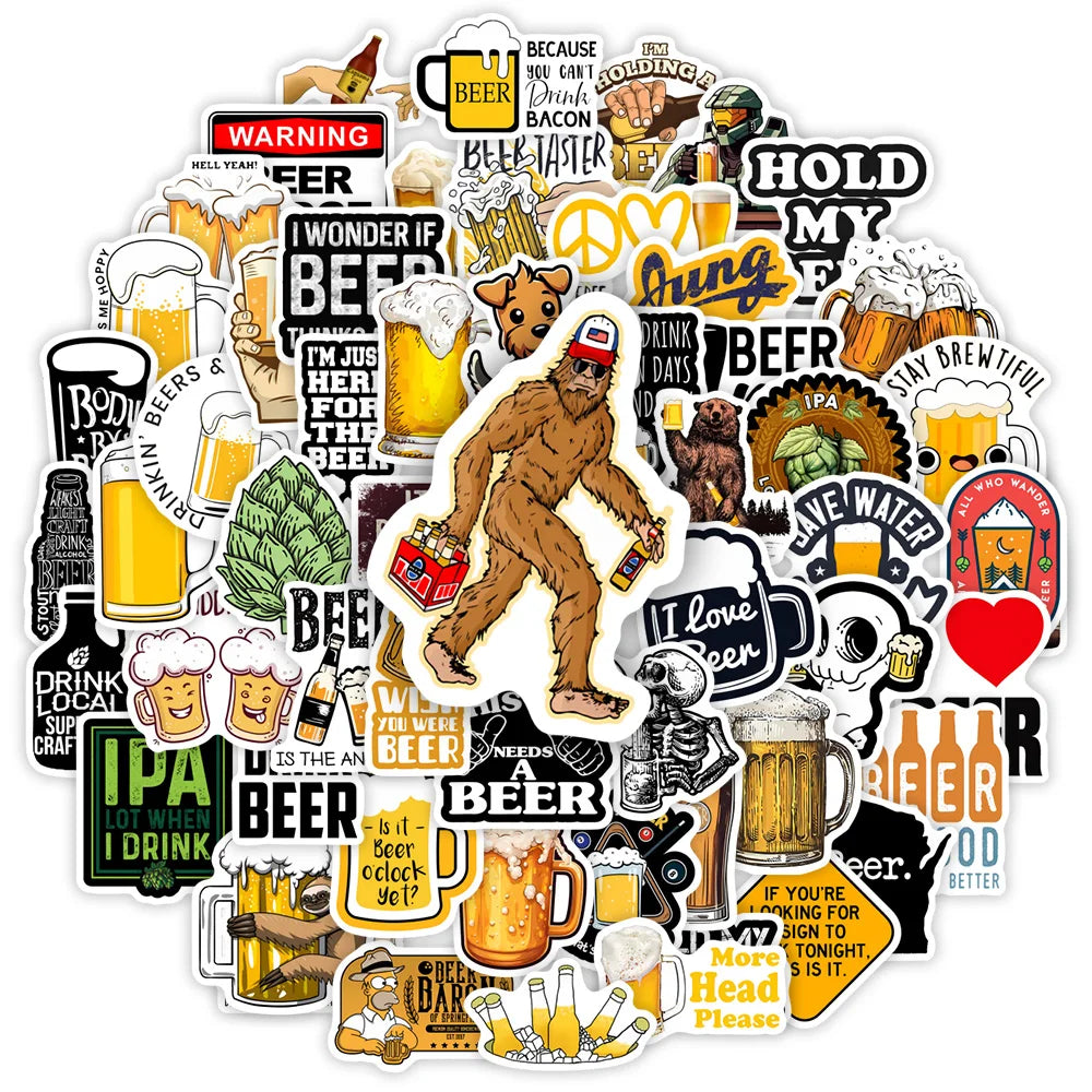Beer Drinks Stickers DIY Cheers Celebrate Party Decal for Laptop Phone Scrapbook Luggage Decorative Bottles Graffiti Waterproof (ONLINE ORDER ONLY)