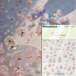 Dressy Embossment Colorful Gradient Snowflakes Laser Silver Christmas Tree Winter Bowknot Santa Nail Art Stickers Manicure Decal (Online Order Only)