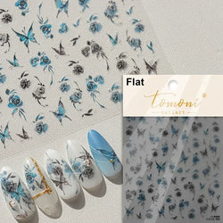 Pale Flower Bouquet Label Bowknot Stationery Sunflower Daisy Leaf 3D Self Adhesive Nail Art Stickers Rhinestone Manicure Decals (Online Order Only)