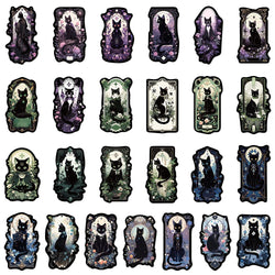 10/30/50pcs Gothic Dark Black Cat Moon Aesthetic Stickers Cool Goth Decals Skateboard Laptop Phone Car Decoration Sticker Toys (ONLINE ORDER ONLY)