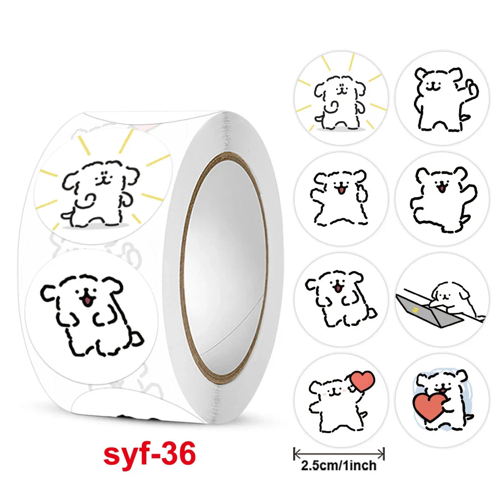 New  Sticker  Dog Cat Kids Reward Sticker Yellow Labels Happy Animal dog   Sticker Kids Toys School Teacher Student Stationery (Online Order Only)