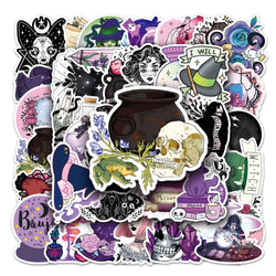 50Pcs Witch Cartoon Waterproof Vinyl Stickers for Skateboard Snowboard (Online Order Only)