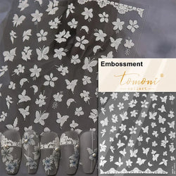 Autumn Fall Maple Leaves Ginkgo Leaf Osmanthus Chrysanthemums Rabbit Bunny Plant Flower Relief Nail Art Sticker Decoration Decal (ONLINE ORDER ONLY)
