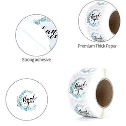 500pcs/roll Flowers Thank You Sticker Labels Round Reward Stickers Wedding Party Decor Envelope Seals Stickers Stationery (Online Order Only)