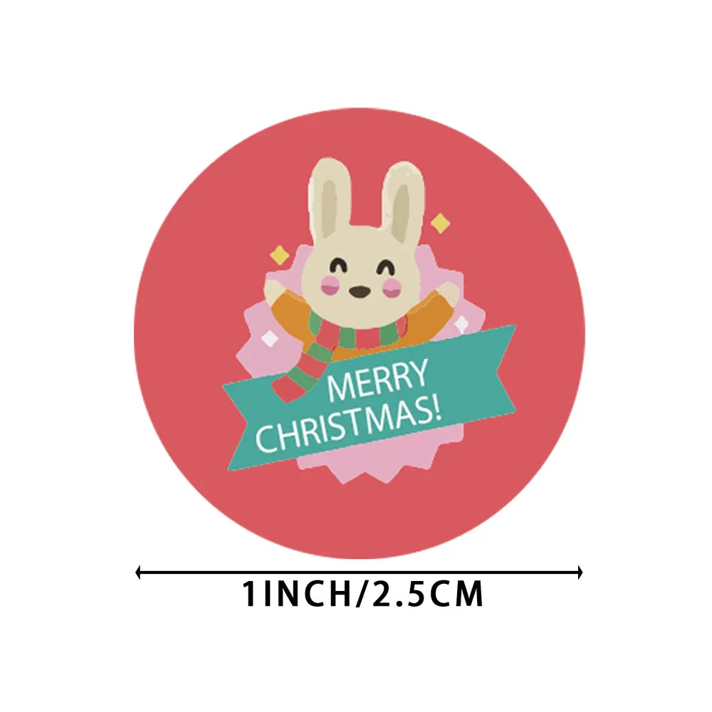 100-500pcs 1 Inch Paper Merry Christmas Sticker Santa Cartoons Sealing Label Stickers Scrapbook Gift Card Packaging Stationery (ONLINE ORDER ONLY)