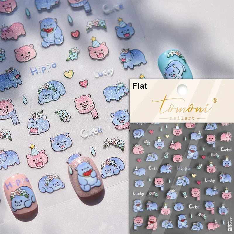 Cute Mango Dog Puppy Bear Bichon Blueberries Strawberry Cake Fruit Juice Desserts Corgi Adhesive Nail Art Sticker Manicure Decal (Online Order Only)