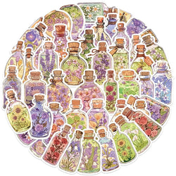 10/30/50PCS Kawaii Flower Bottle PVC Sticky Sticker Aesthetic Children's Stationery DIY Decoration Scrapbooking School Supplies (Online Order Only)