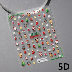 Snowman Apple Stars Gift Bell Snowflake Christmas Tree 3D Jelly Self Adhesive Nail Art Stickers Santa Claus Xmas Manicure Decals (ONLINE ORDER ONLY)