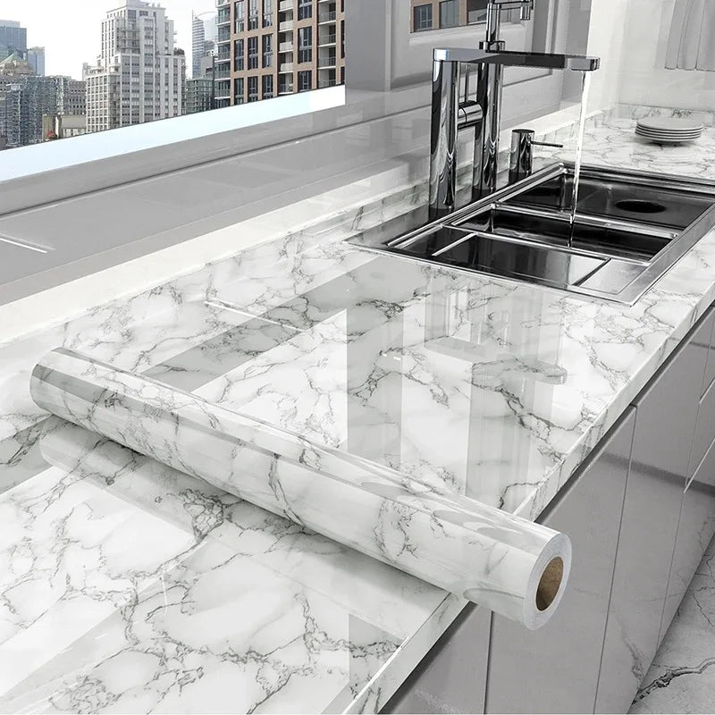 Marble Oil-Proof Waterproof Self-Adhesive Kitchen Wallpaper (Online Order Only)